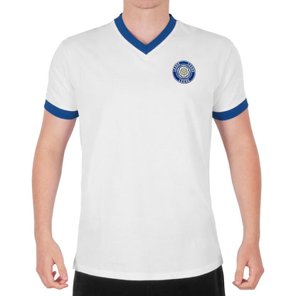 White - Pack Shot - Fan Originals Mens Leeds Retro V Neck T-Shirt