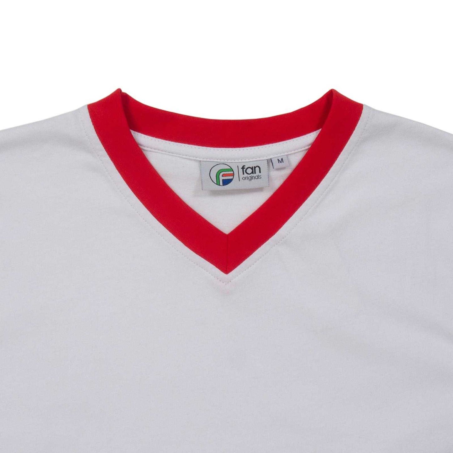 White - Side - Fan Originals Mens United Wembley 1957 Crest V Neck T-Shirt