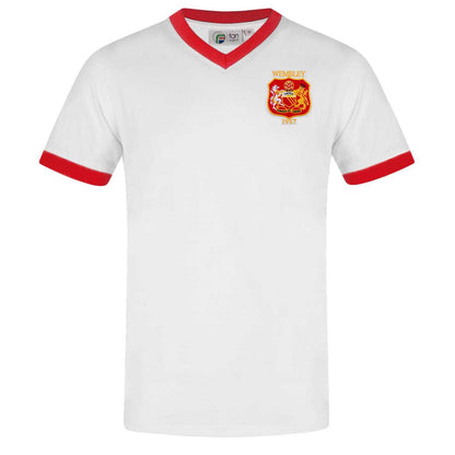 White - Front - Fan Originals Mens United Wembley 1957 Crest V Neck T-Shirt