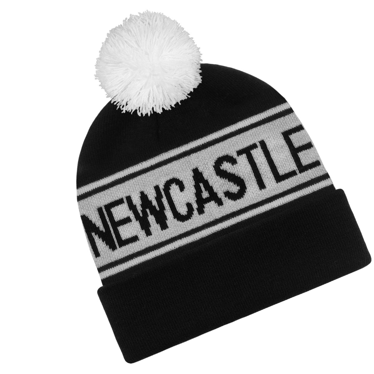 Black - Back - Fan Originals Newcastle Text Bobble Beanie