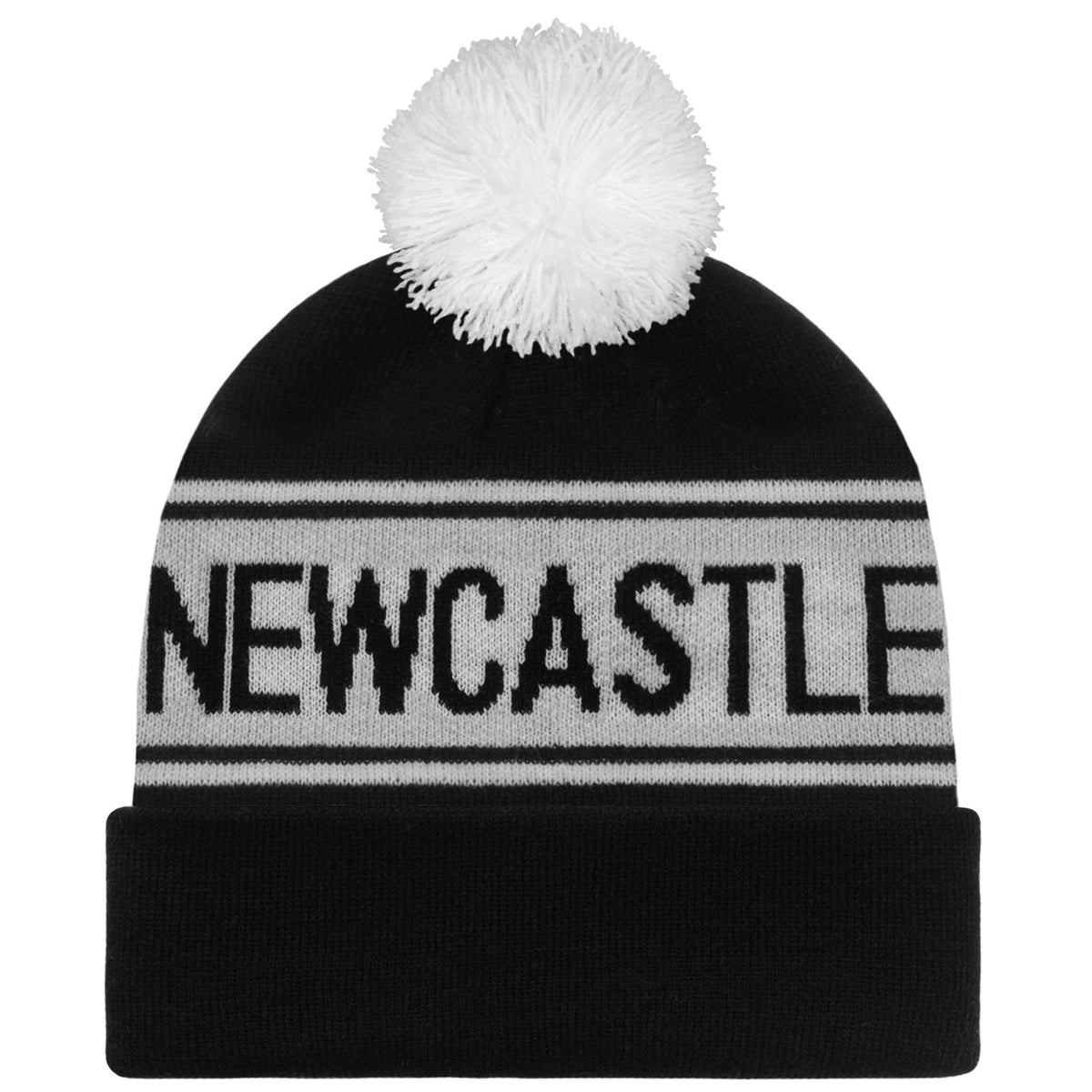 Black - Front - Fan Originals Newcastle Text Bobble Beanie