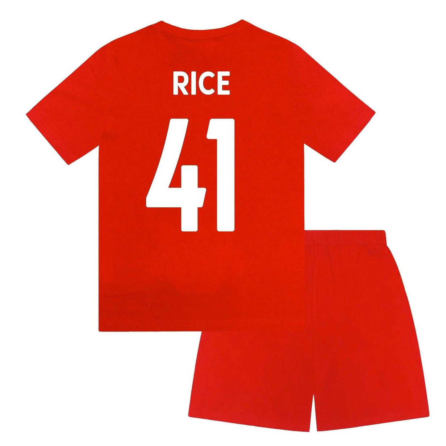 Red - Back - Arsenal FC Boys Rice 41 Sublimated Short Pyjama Set