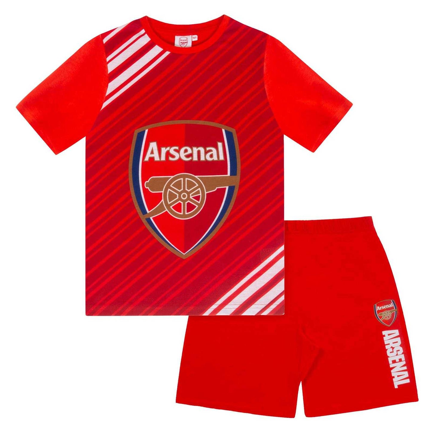 Red - Front - Arsenal FC Boys Rice 41 Sublimated Short Pyjama Set