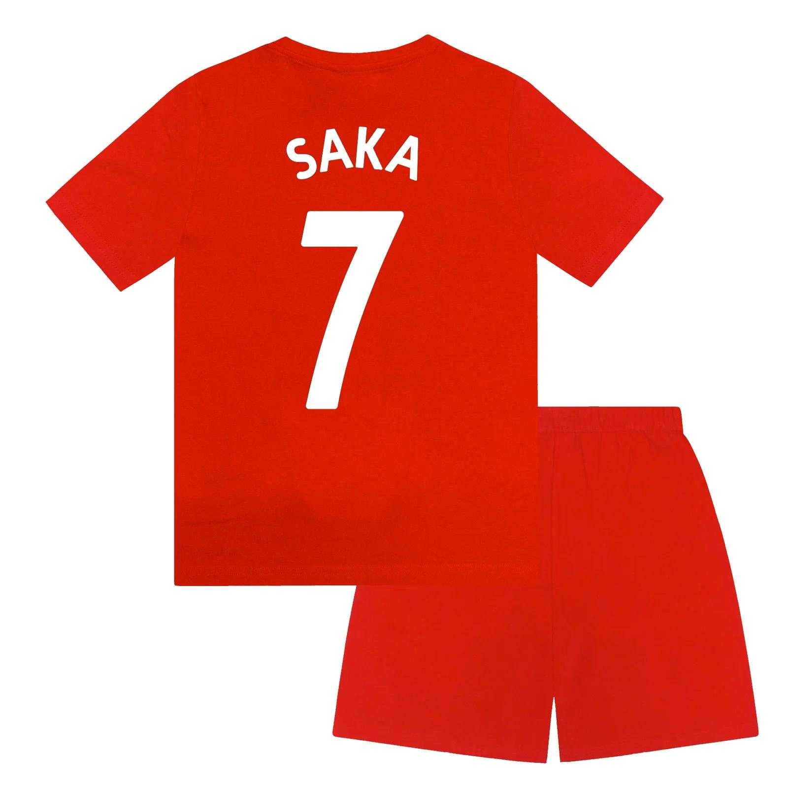 Red - Back - Arsenal FC Boys Saka 7 Short Pyjama Set