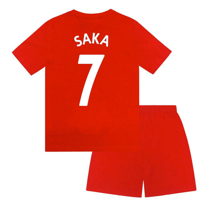 Red - Back - Arsenal FC Boys Saka 7 Short Pyjama Set