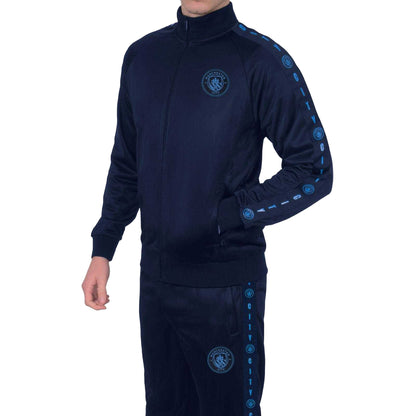 Navy Blue - Back - Manchester City FC Mens Taped Tracksuit