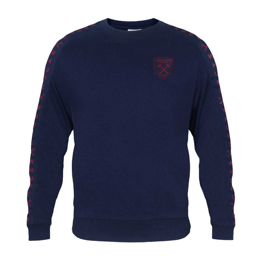 Navy Blue - Front - West Ham United FC Mens Taped Sweatshirt