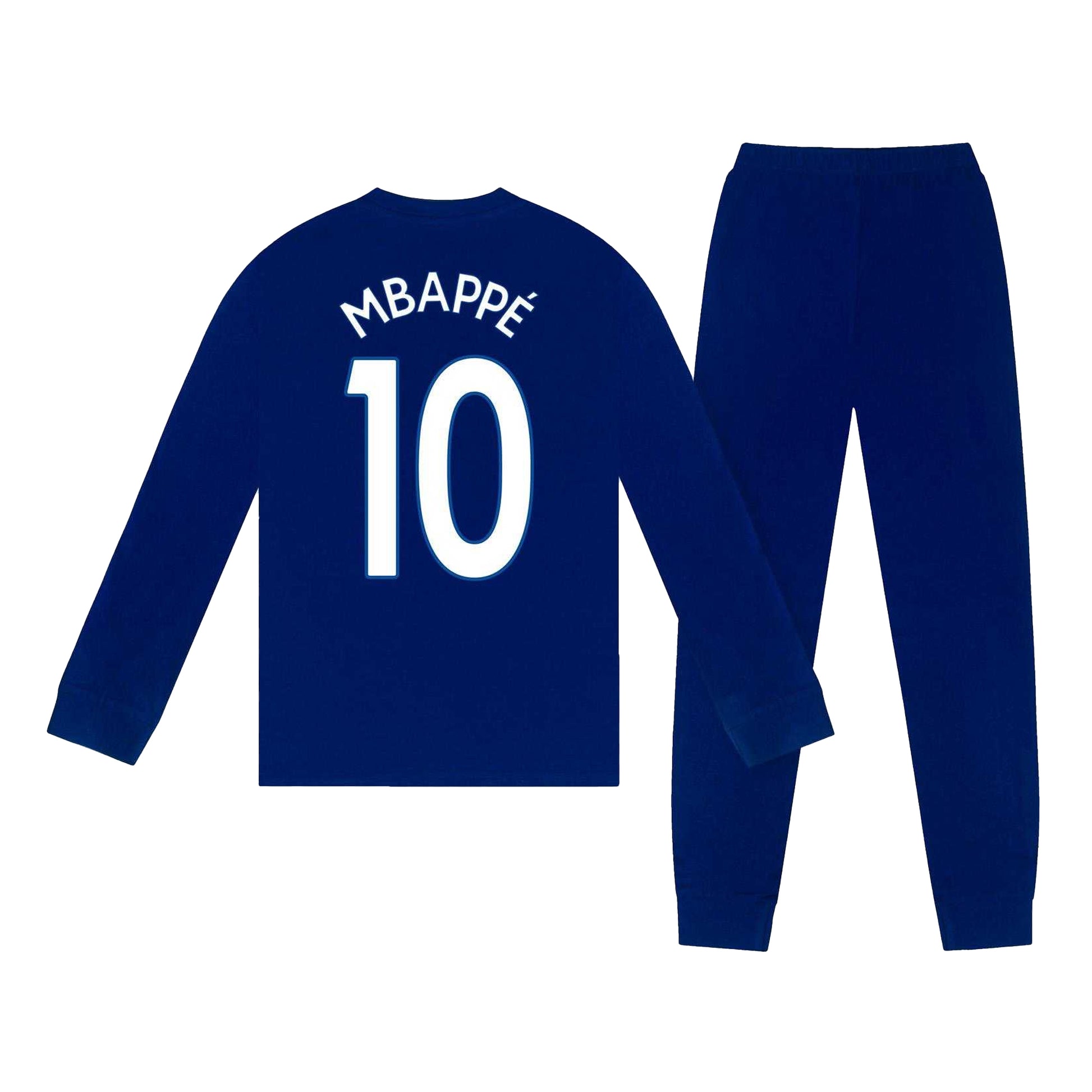 Blue - Back - Real Madrid CF Boys Mbappe 10 Long Pyjama Set