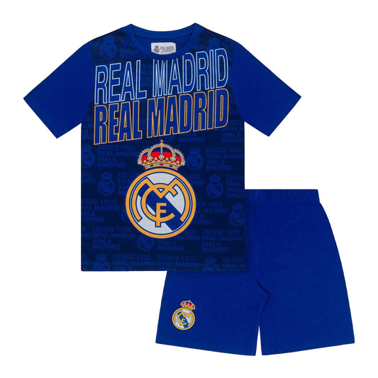Blue - Front - Real Madrid CF Boys Mbappe 10 Short Pyjama Set