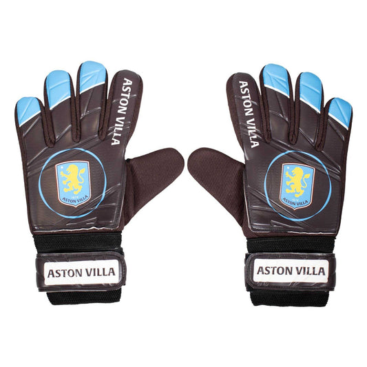 Claret - Front - Aston Villa FC Boys Crest Goalkeeper Gloves