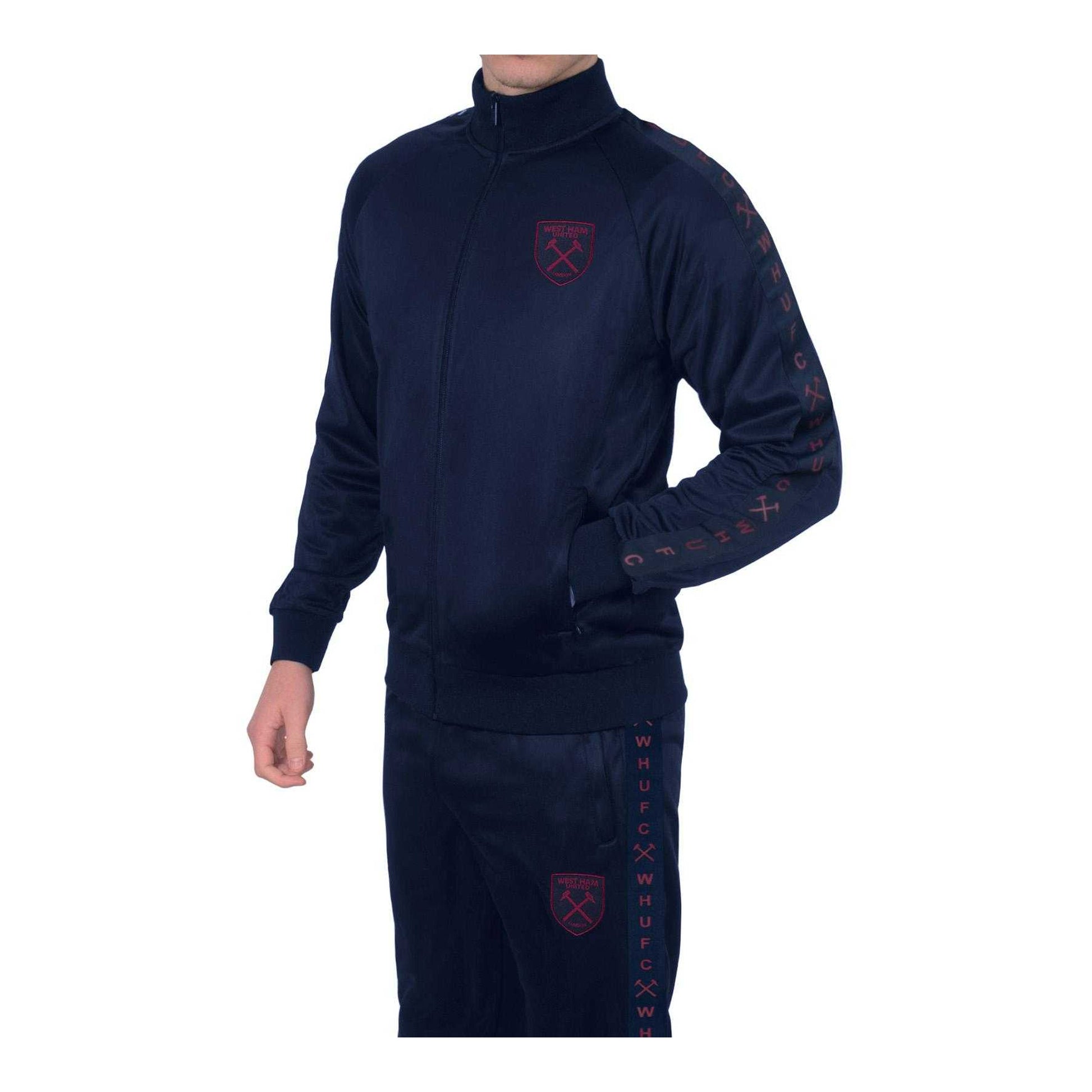 Navy Blue - Close up - West Ham United FC Mens Taped Tracksuit