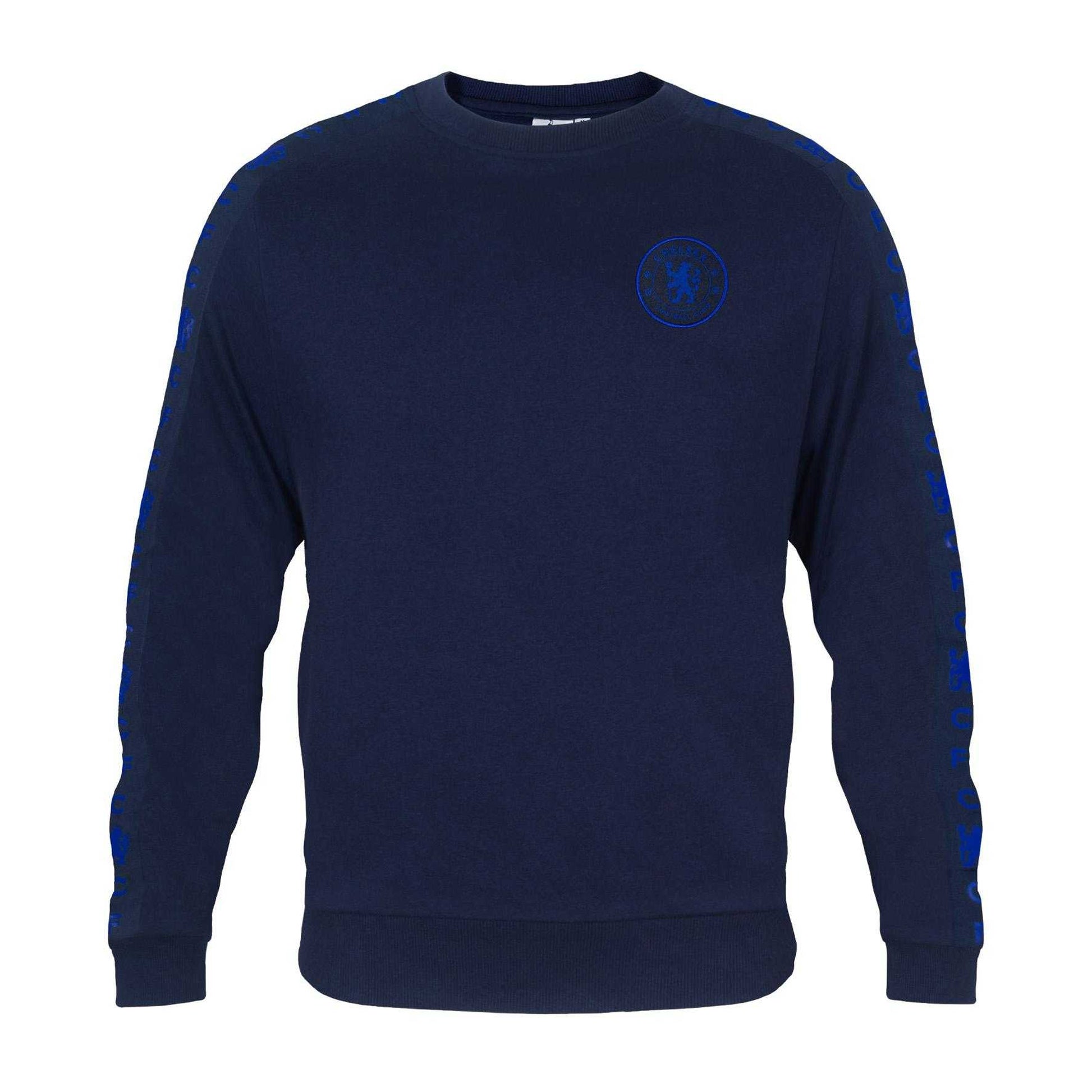 Navy Blue - Front - Chelsea FC Mens Taped Sweatshirt