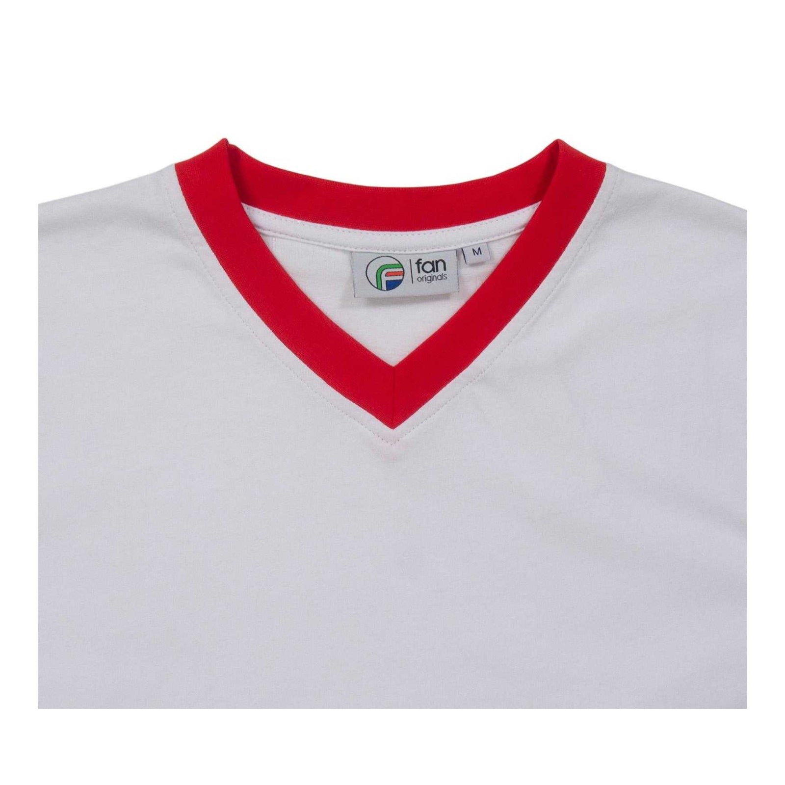 White - Side - Fan Originals Mens Manchester Crest V Neck T-Shirt
