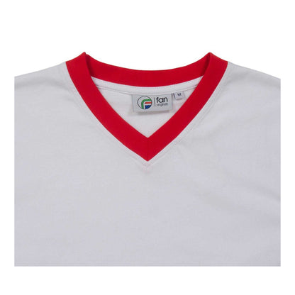 White - Side - Fan Originals Mens Manchester Crest V Neck T-Shirt