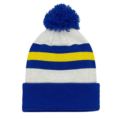 White - Side - Fan Originals Unisex Adult Leeds Striped Hat And Scarf Set