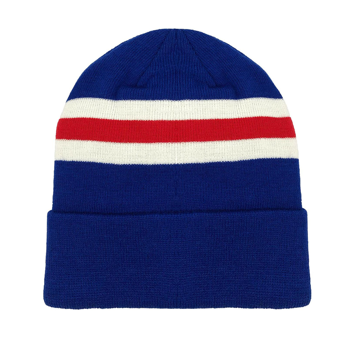 Blue - Side - Fan Originals Unisex Adult Rangers Striped Hat And Scarf Set