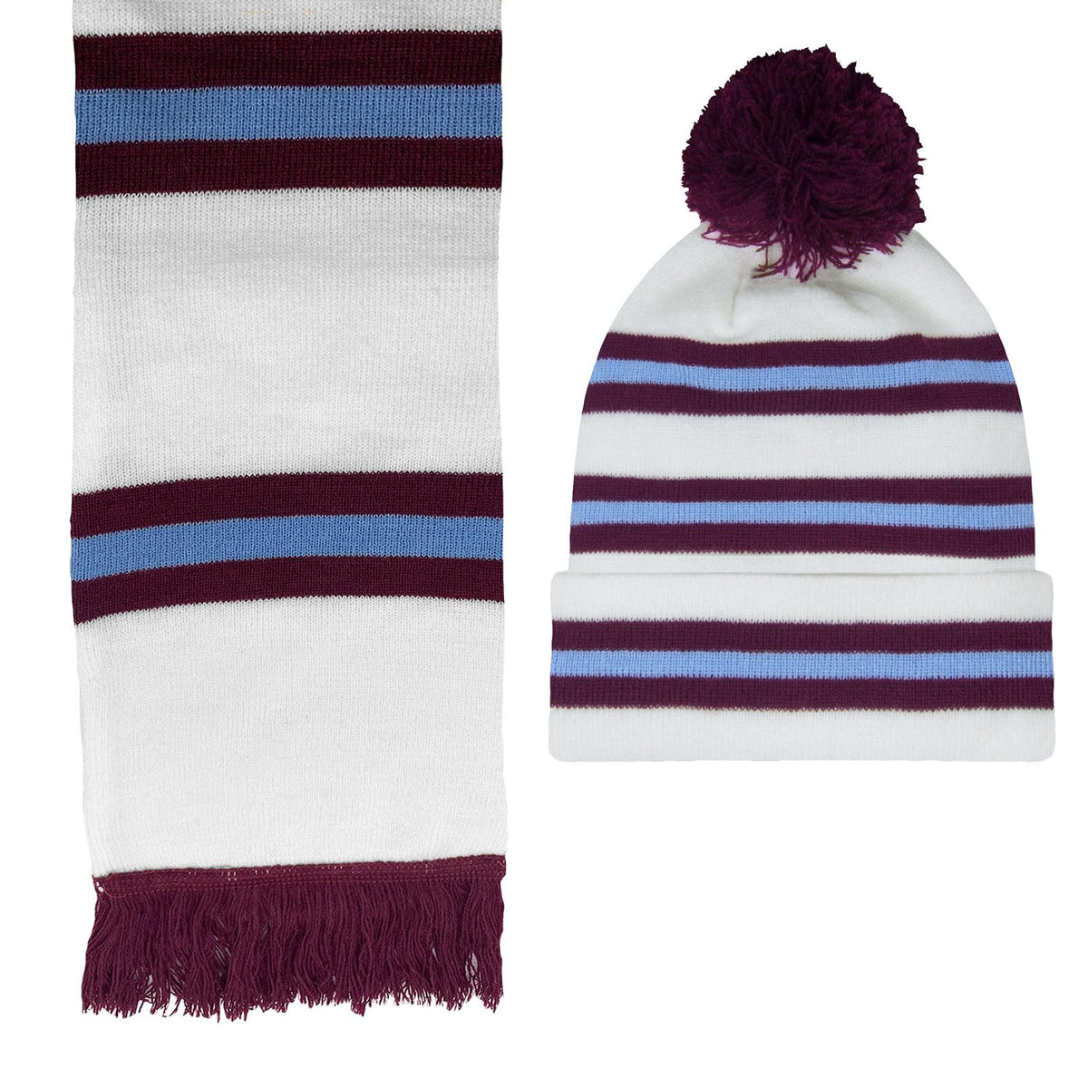 White - Front - Fan Originals Unisex Adult Aston Villa Retro Hat And Scarf Set