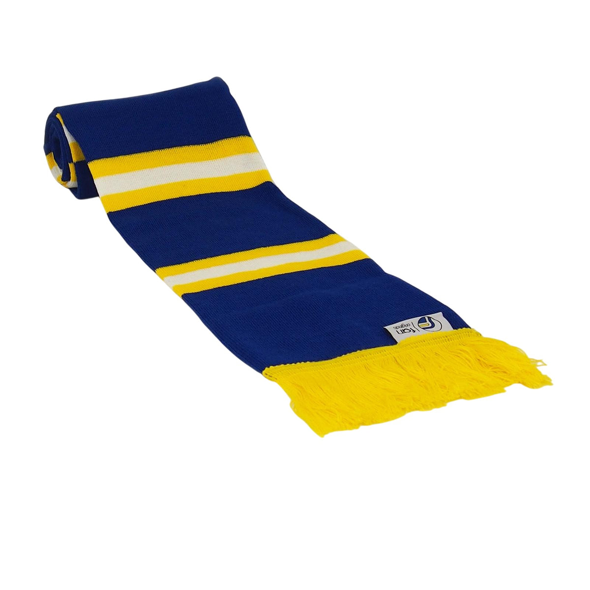 Blue - Back - Fan Originals Unisex Adult Leeds Striped Hat And Scarf Set