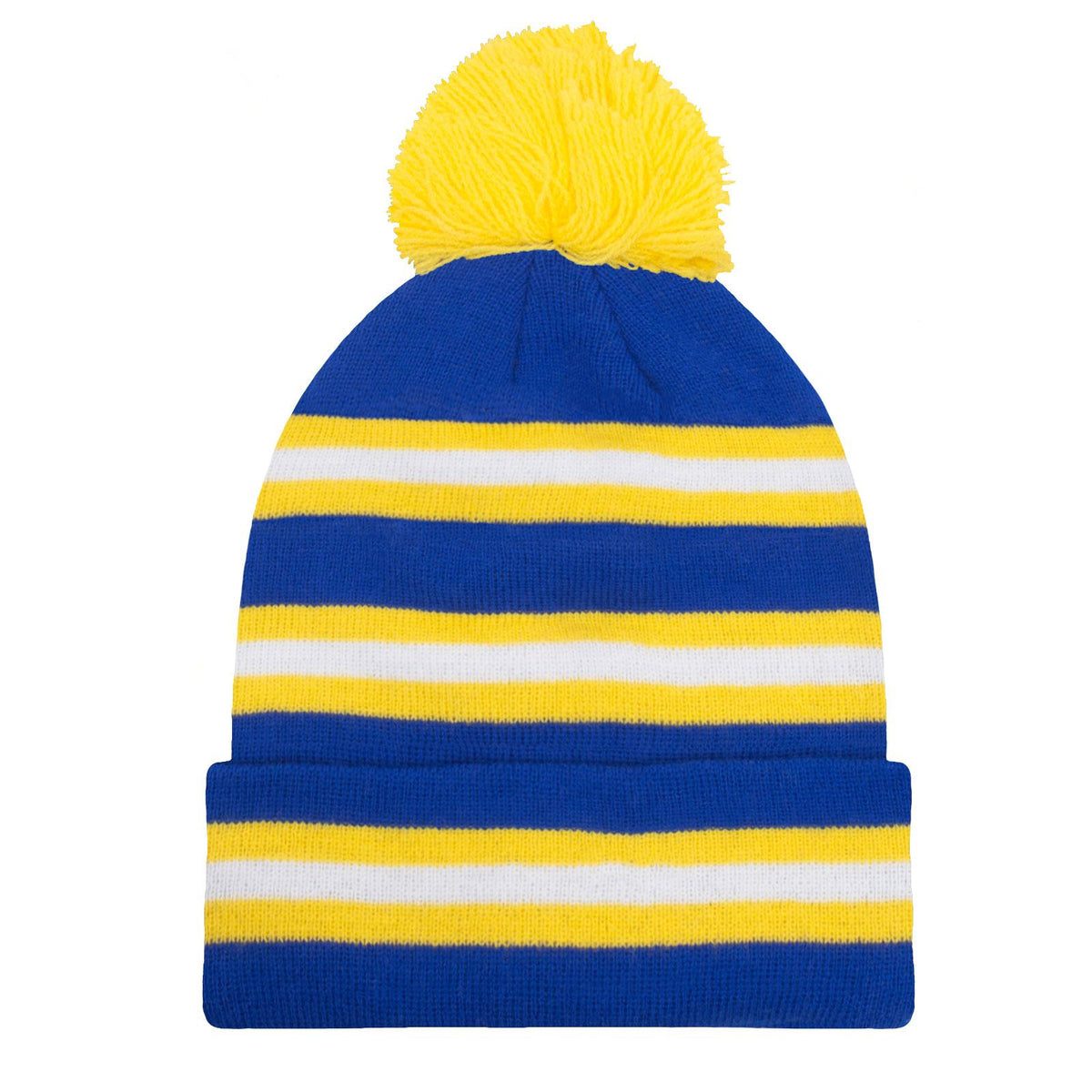 Blue - Side - Fan Originals Unisex Adult Leeds Striped Hat And Scarf Set