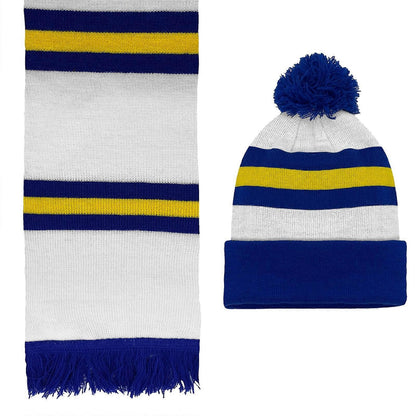 White - Front - Fan Originals Unisex Adult Leeds Retro Hat And Scarf Set