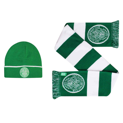 Green - Front - Fan Originals Unisex Adult Celtic Hat And Scarf Set
