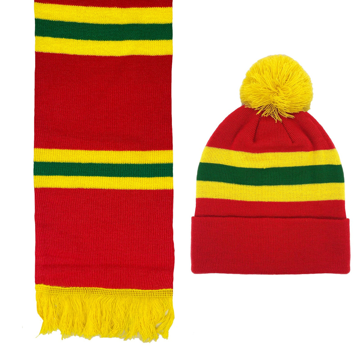 Red-Yellow-Green - Front - Fan Originals Unisex Adult Wales Retro Hat And Scarf Set