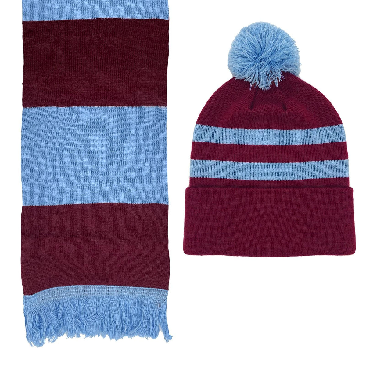 Claret-Blue - Front - Fan Originals Unisex Adult Aston Villa Retro Hat And Scarf Set