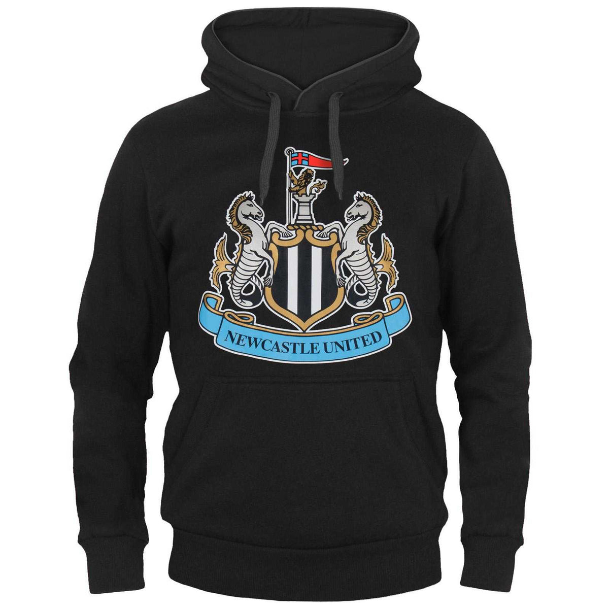 Black - Front - Newcastle United FC Mens Fleece Hoodie