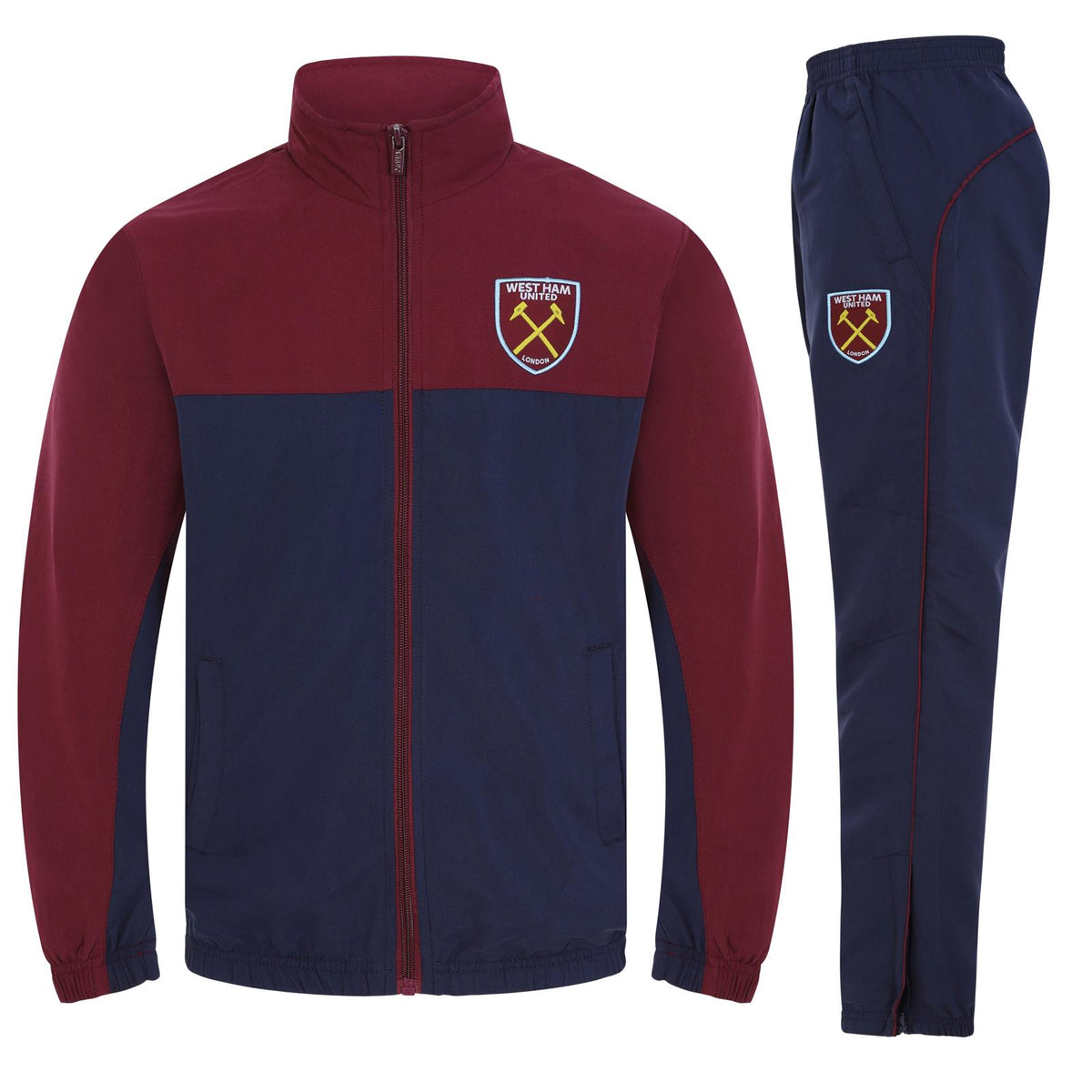 Navy Blue-Maroon - Front - West Ham United FC Boys Tracksuit