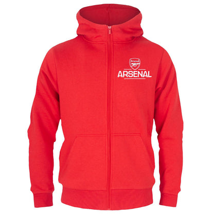 Red - Front - Arsenal FC Boys Fleece Full Zip Hoodie