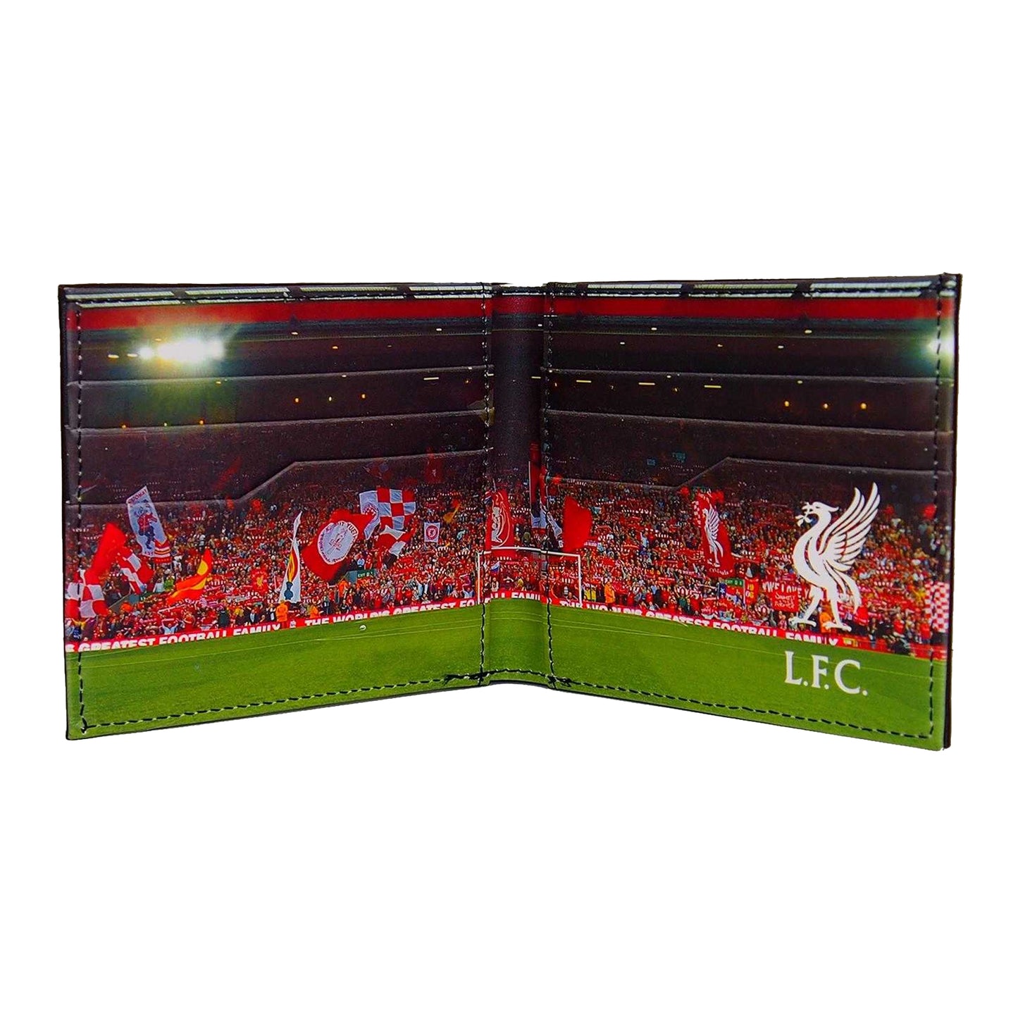 Black-Red-Green - Front - Liverpool FC Stadium Faux Leather Football Wallet