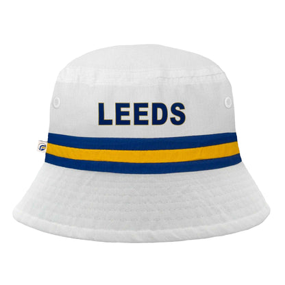 White - Front - Fan Originals Leeds Text Bucket Hat