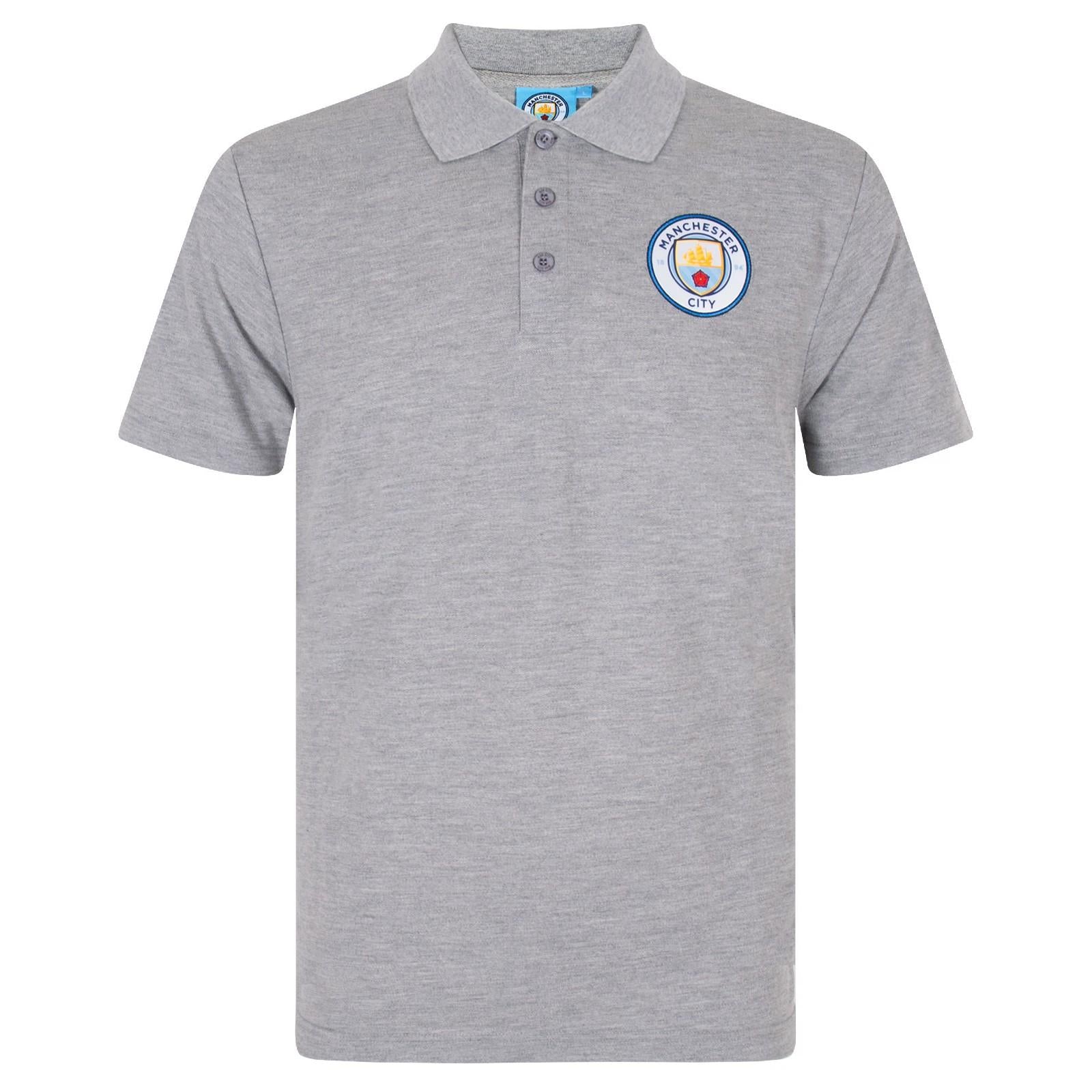 Grey - Front - Manchester City FC Mens Polo Shirt