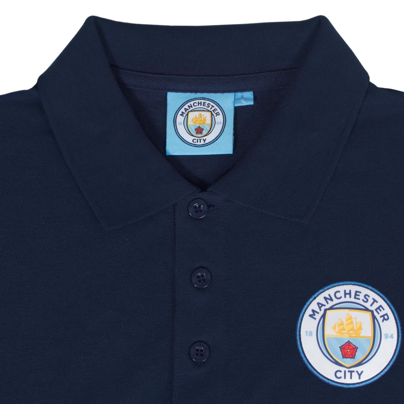 Navy Blue - Side - Manchester City FC Mens Polo Shirt