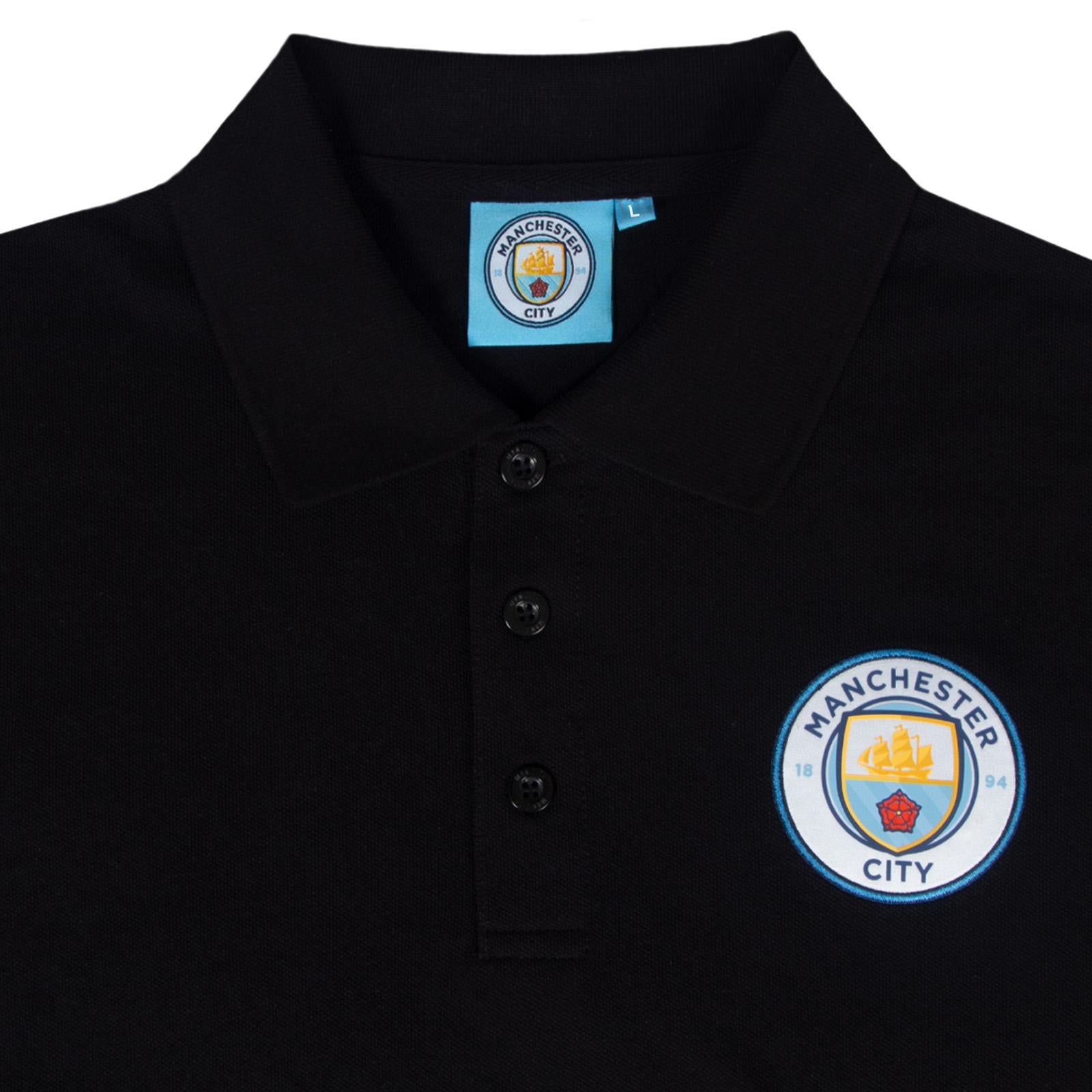 Black - Side - Manchester City FC Mens Polo Shirt