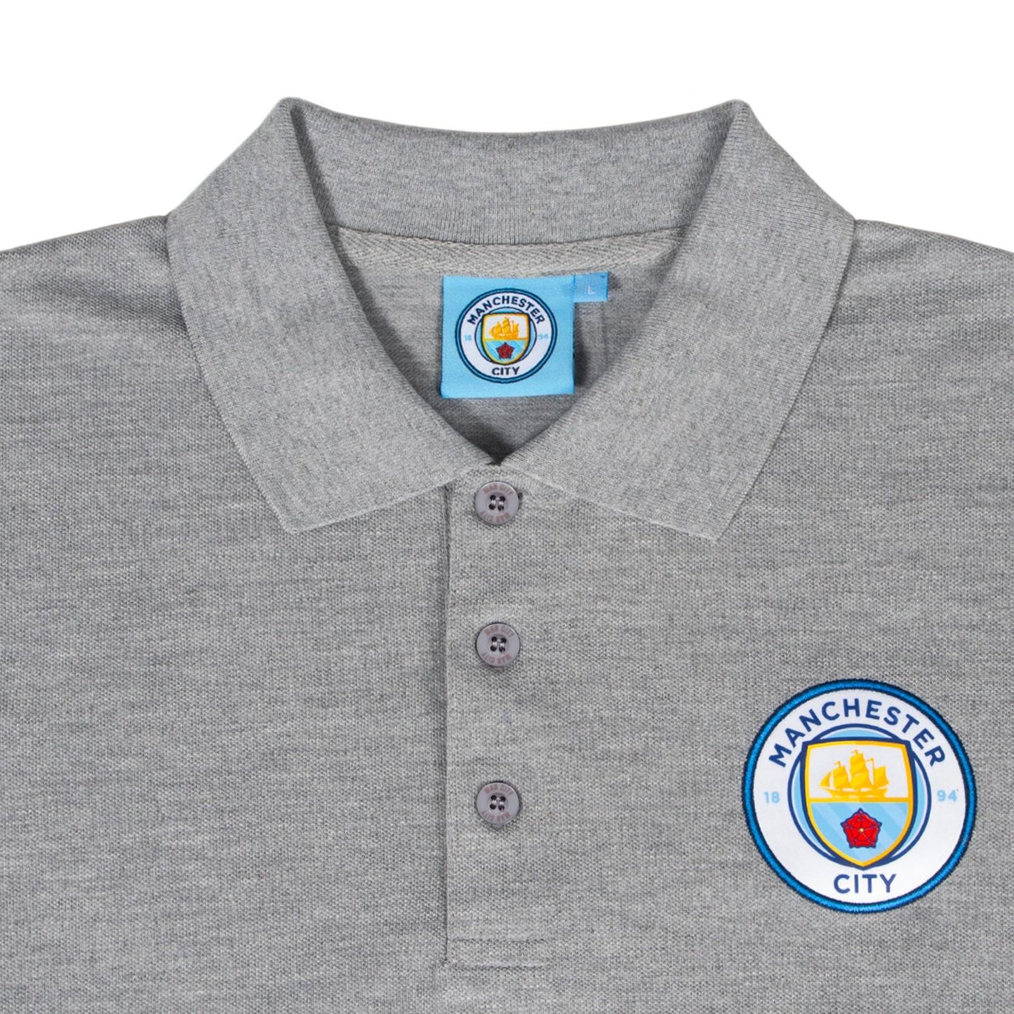 Grey - Side - Manchester City FC Mens Polo Shirt