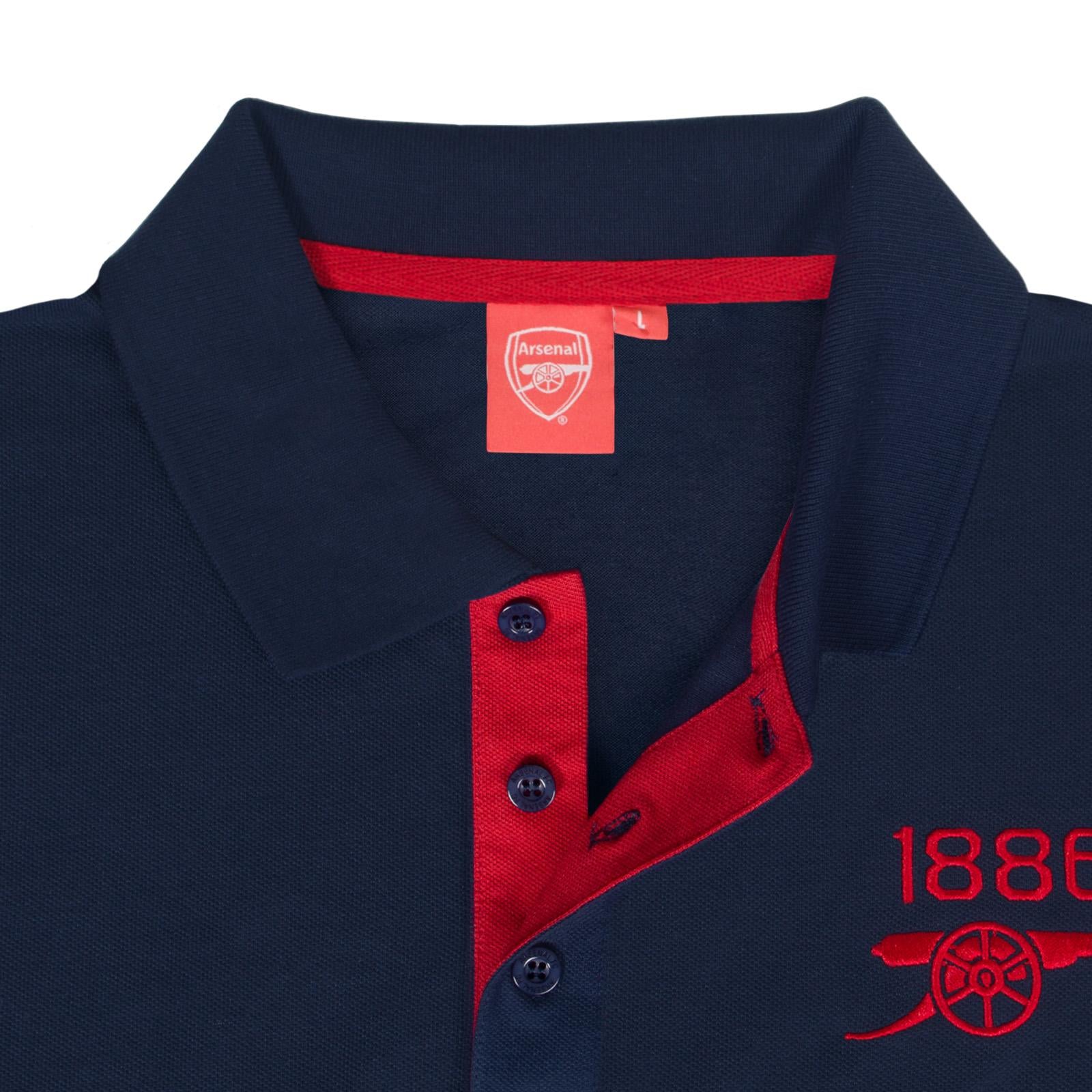 Navy - Close up - Arsenal FC Mens Contrast Polo Shirt
