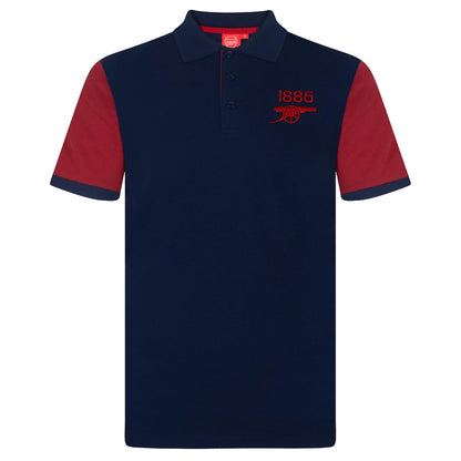 Navy - Front - Arsenal FC Mens Contrast Polo Shirt