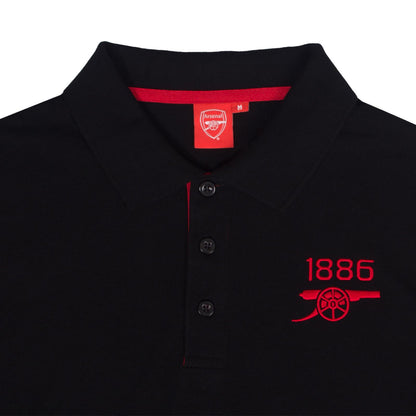 Black - Side - Arsenal FC Mens Contrast Polo Shirt