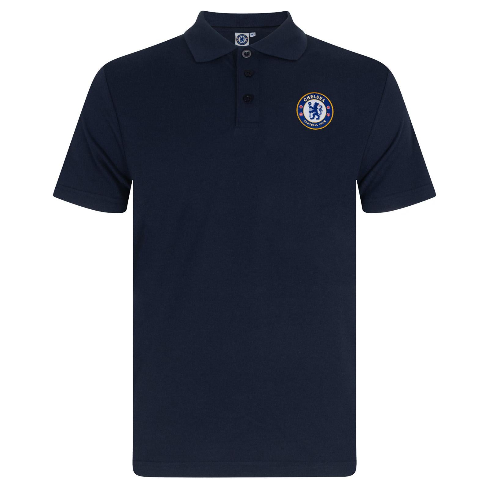 Navy Blue - Back - Chelsea FC Mens Crest Polo Shirt