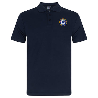 Navy Blue - Back - Chelsea FC Mens Crest Polo Shirt