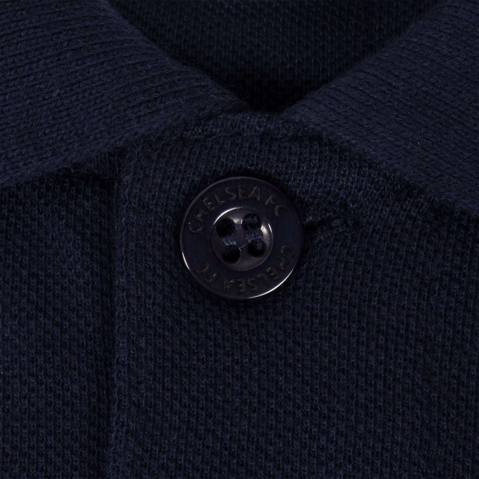 Navy Blue - Close up - Chelsea FC Mens Crest Polo Shirt