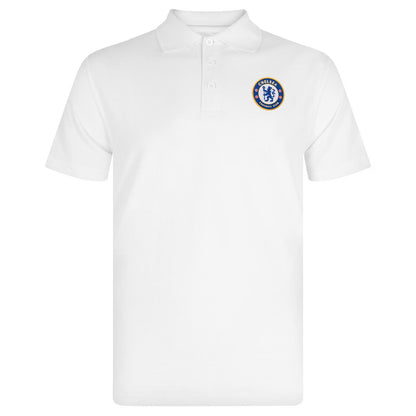 White - Back - Chelsea FC Mens Crest Polo Shirt