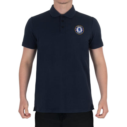 Navy Blue - Front - Chelsea FC Mens Crest Polo Shirt
