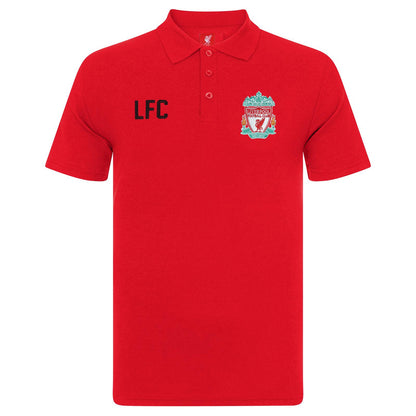 Red - Front - Liverpool FC Mens Crest Polo Shirt
