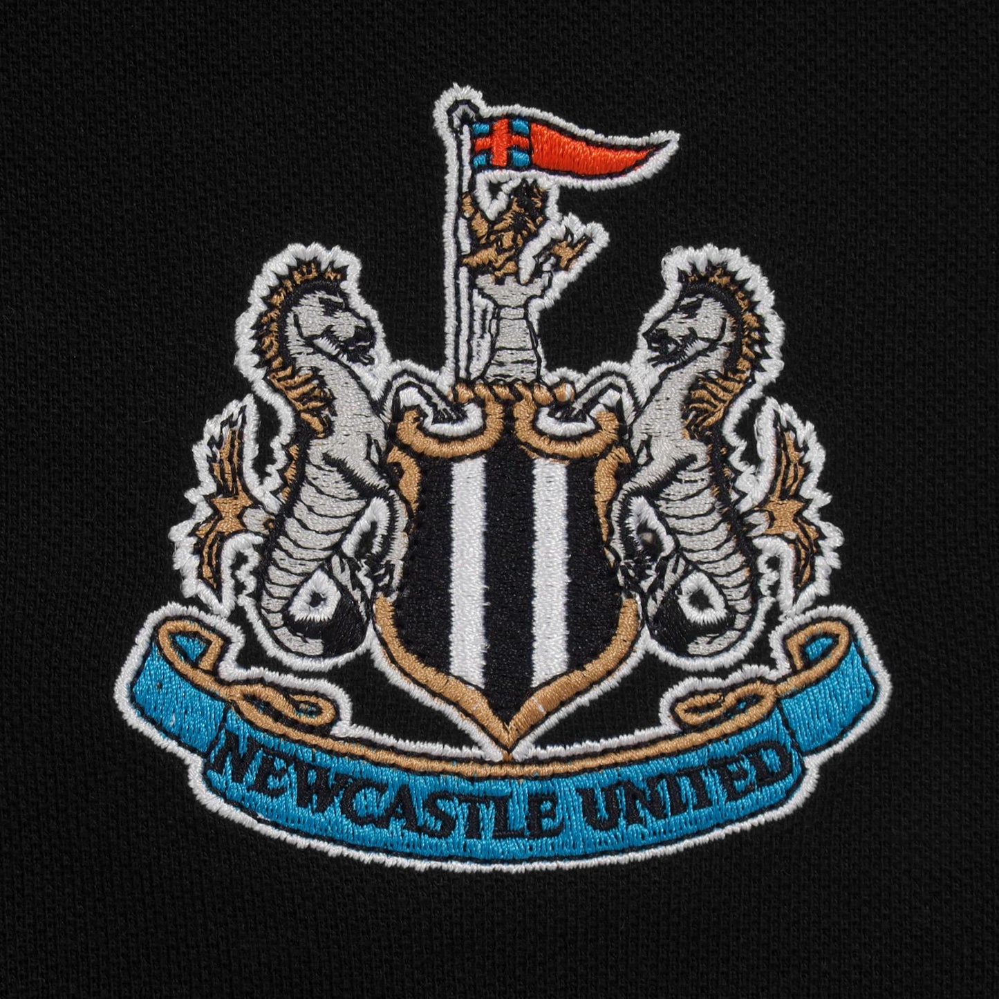 Black - Pack Shot - Newcastle United FC Mens Contrast Polo Shirt
