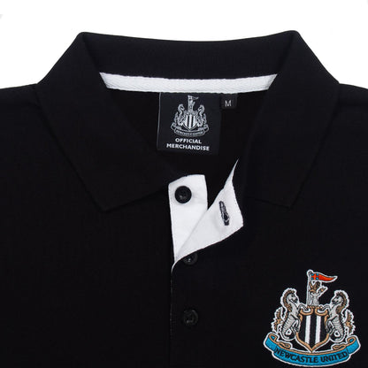 Black - Close up - Newcastle United FC Mens Contrast Polo Shirt