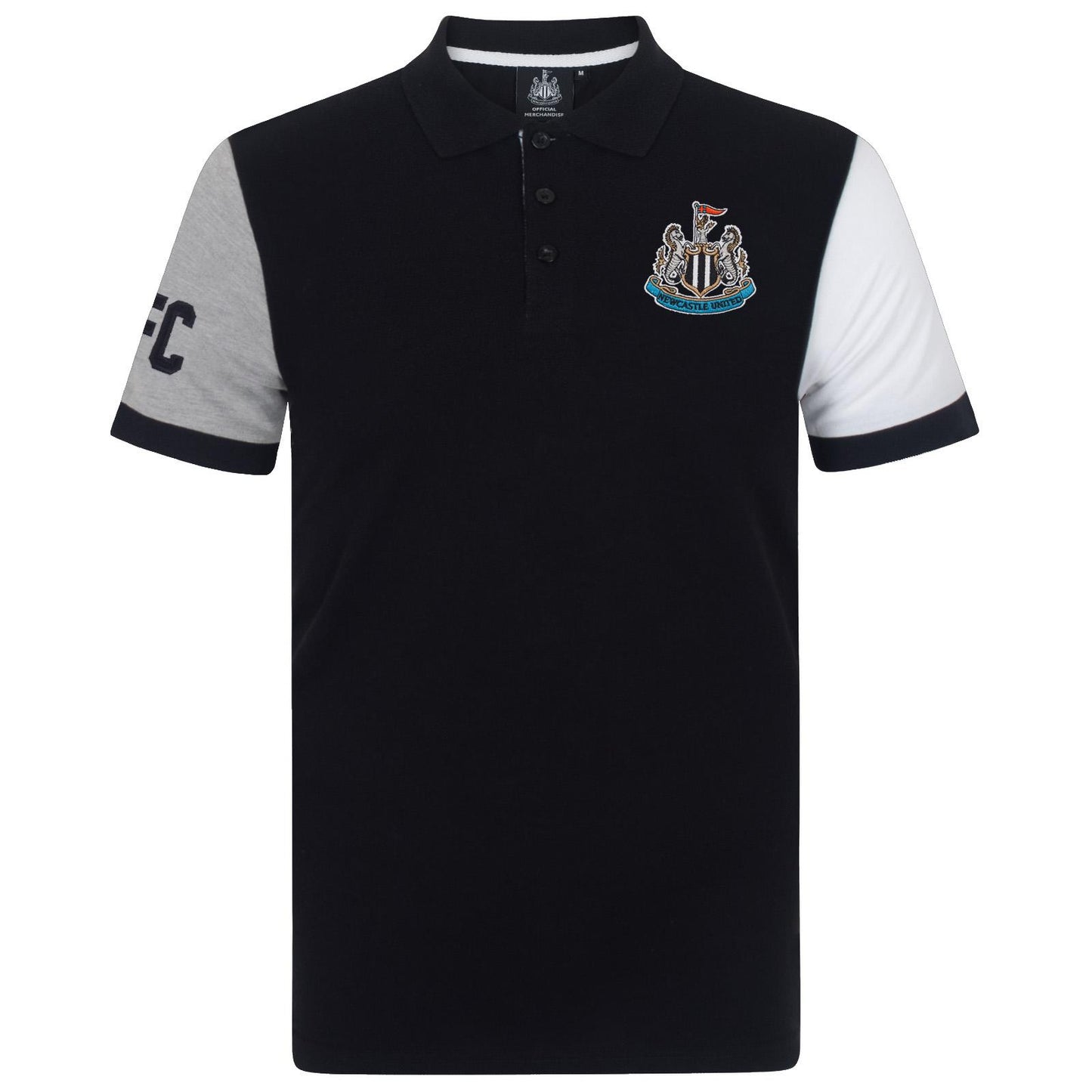 Black - Front - Newcastle United FC Mens Contrast Polo Shirt