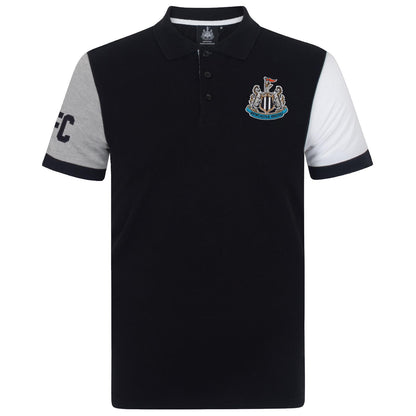 Black - Front - Newcastle United FC Mens Contrast Polo Shirt