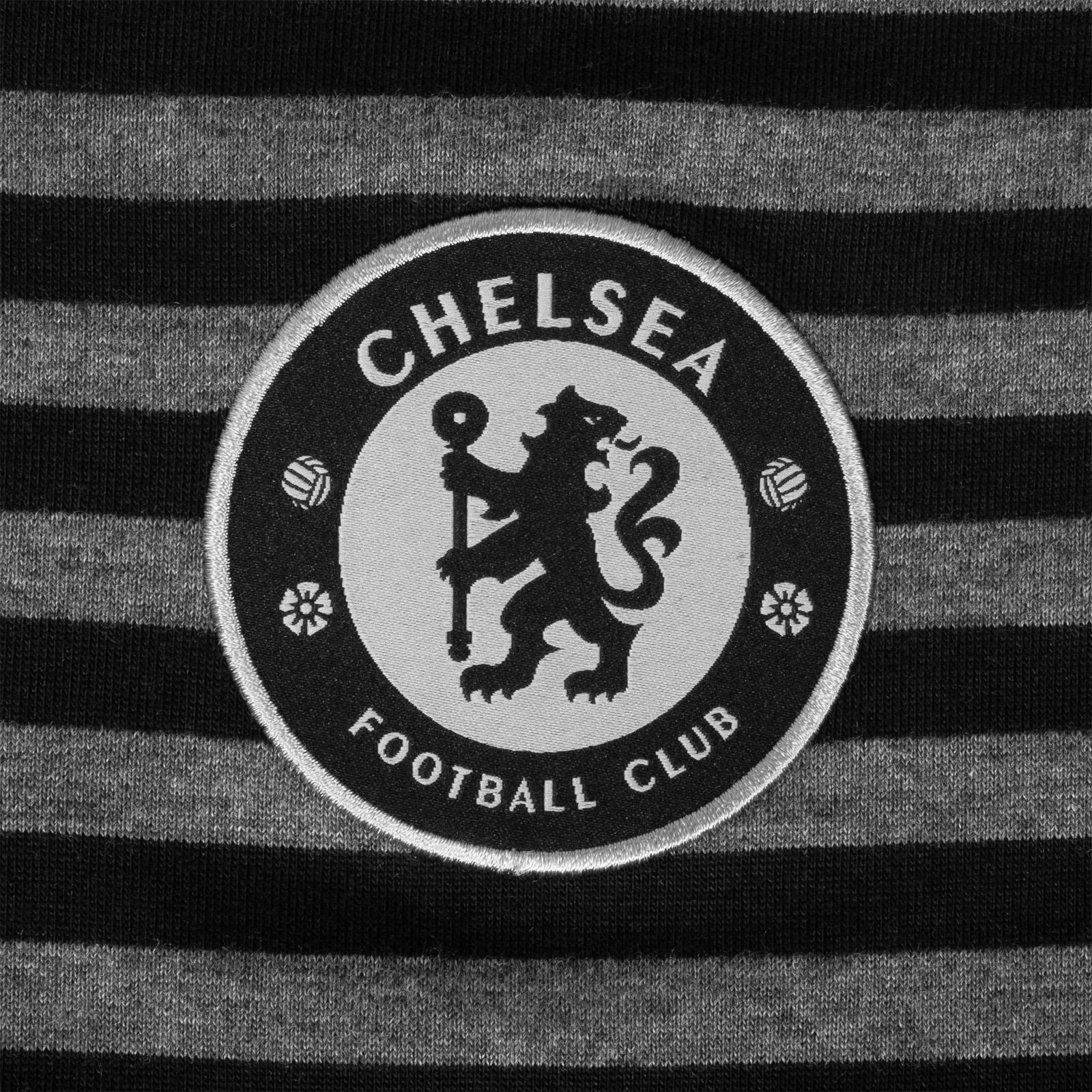 Black-Grey - Side - Chelsea FC Mens Striped Polo Shirt